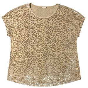JODIFL Leopard Print Short Sleeve Top - Tan